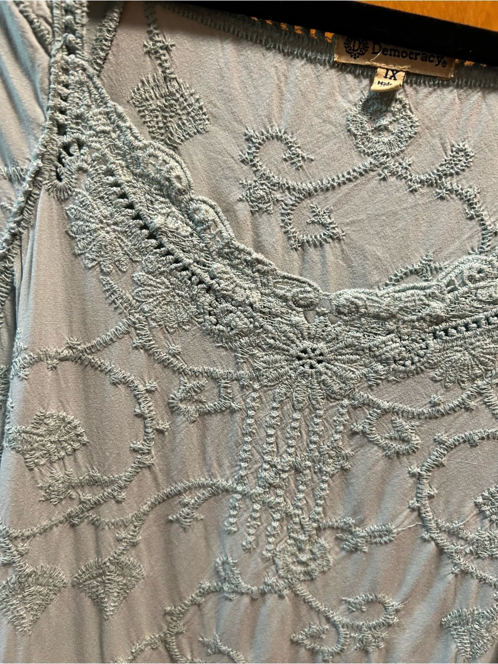 Democracy Pale Blue Embroidered Scoop Neck Tunic Top - Picture 6 of 6